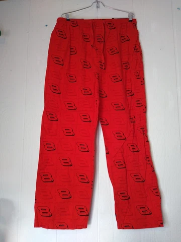 Dale Earnhardt Jr 8 Pajama Pants Men's Sz L Winners Circle PJs Lounge Red Cotton Cover