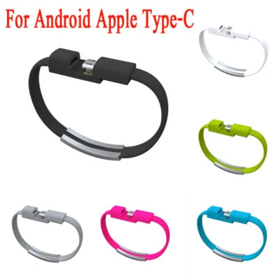 USB Data Charge Sync Cable Charger Bracelet Wrist Band For iPhone Samsung UK - Image 1 of 4