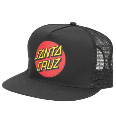 Santa Cruz CLASSIC DOT Monopatín Snapback Trucker Sombrero NEGRO Foto 1 de 4