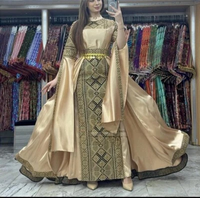Bordados orientales bordados reales vestido personalizado ocasiones alta costura dorado Foto 1 de 4