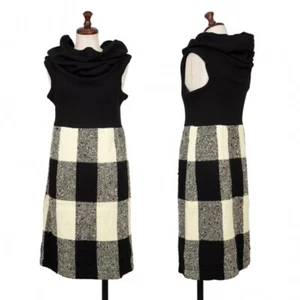 COMME des GARCONS Switching Block Check Drape Neck Dress Size XS-S(K-137207) - Picture 1 of 12