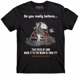 T-shirt Flat Earth, Lunar Lander t-shirt, Earth is flat, NASA Conspiracy, Lies - Foto 1 di 3