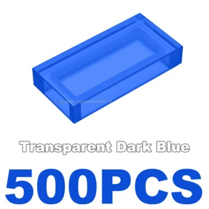 500 NEW Transparent Dark Blue 1x2 Flat Tiles (ID 3069/306901) Finishing Modular - Picture 1 of 33