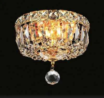 New Elegant Tranquil Flush Mount 2 Light Gold Dining Room Foyer & Hallway 2528F8 - Image 1 of 4