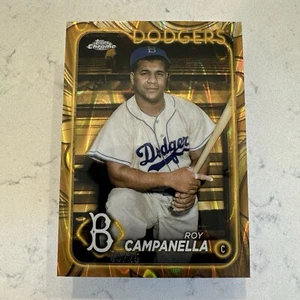 2024 Topps Chrome Gilded LA Dodgers Roy Campanella Gold RayWave Refractor 9 /25 - Picture 1 of 3