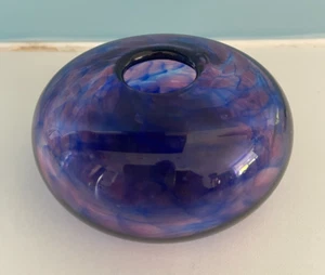TOP Isle of Wight Studio Glas Rosa & Blau Wirbel Vase - Bild 1 von 3