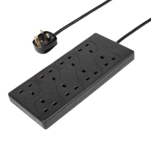 8-fach Netz Verlängerungskabel 5 Meter Gang Steckdose Strom 5m Meter Kabel 13A schwarz - Bild 1 von 7