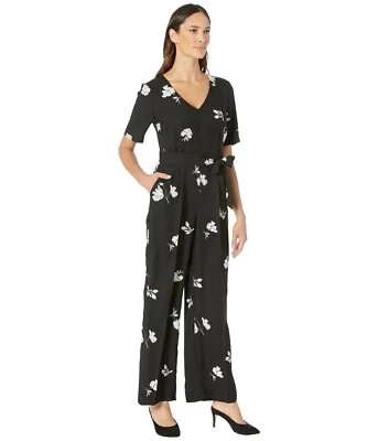 Mono Vince Camuto Estampado de Flores Cuello en V Negro Rico Talla 20W Foto 1 de 3