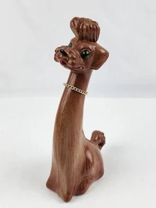 Mid-Century Long Neck Poodle Dog Figure Jewel eye Dan Brechner Foil Label - Picture 1 of 6