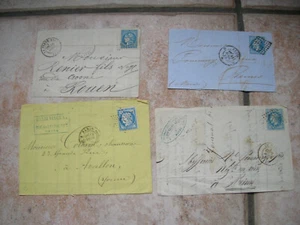 FRANCE LOT DE 4 FRAGMENTS DE LETTRES TYPE CERES ET NAPOLEON III (E317) - Picture 1 of 2