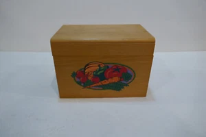 Vintage Hand Painted Wood Recipe Card Box Country Farm Hinged - Bild 1 von 4