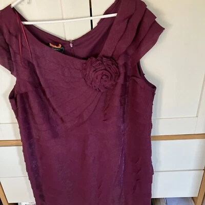 Mauve Collection DressBarn 22 Woman Dressy, Flowered, Ruffled Sparkle Dress - Image 1 of 4