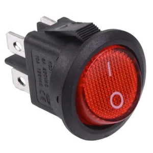 Red On-Off illuminated Round Rocker Switch DPST 230V - Picture 1 of 1