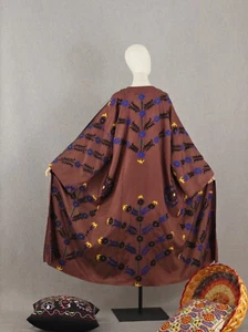 Hand embroidered chapan,Uzbek suzani coat,boho kaftan,ethnic abaya,brown kimono - Picture 1 of 8