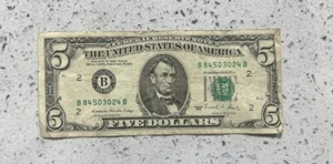 1988 $5 Dollar Bill Federal Reserve Note New York B - Picture 1 of 2