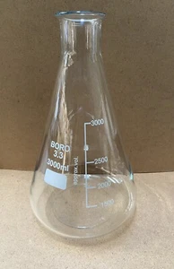 BORO Graduated CONICAL ERLENMEYER FLASK 3000ml quality borosilicate glass - Picture 1 of 1