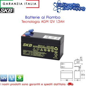 Batteria Ermetica Ricaricabile al Piombo 12V Volt 1,3Ah 1,2Ah connettore Faston - Foto 1 di 4