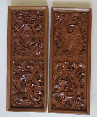 Pair Of Carved Panels/FRAMED Each 24 X 9  X 1  7/8  Deep • 195.62$