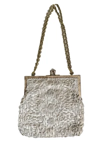 Vintage 1970s Ivory Beaded Evening Bag - Timeless Elegance & Luxury! - Picture 1 of 13
