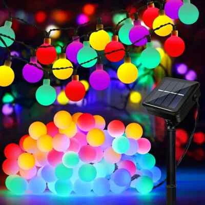 Solar Fairy Lights Garland 100LED Ball String Lights Christmas Tree Garden Party - Image 1 of 4