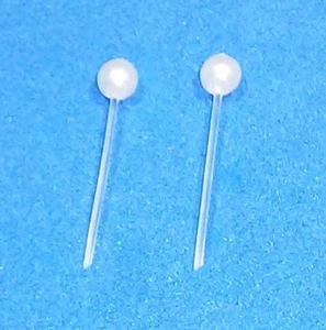 Dreamz WHITE PEARL EARRINGS NYLON STUDS Posts for 11.5" Doll Reproduction REPRO - Picture 1 of 3