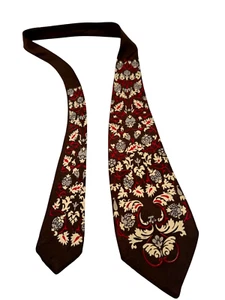 Vintage 1940s Tie Men's Neck Ties Swing Neckties 1930s BROWN Wide Rayon 51X3.6" - Picture 1 of 7