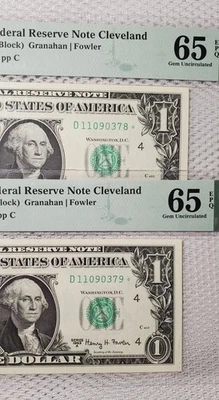 *Star Lot of 2* 1963 A $1 FRN Consecutive Star Notes PMG 65 Gem Uncirculated EPQ - Image 1 of 4