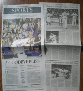 Clayton Kershaw Clippings - L.A.Times, N.Y. Times, Riv Press - September 2025 - wird nicht mehr hergestellt - Bild 1 von 5