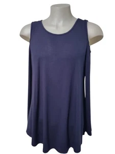 PrinStory Blouse Women's XL Casual Off Shoulder Shirt Long Sleeve Top Navy Blue - Picture 1 of 12