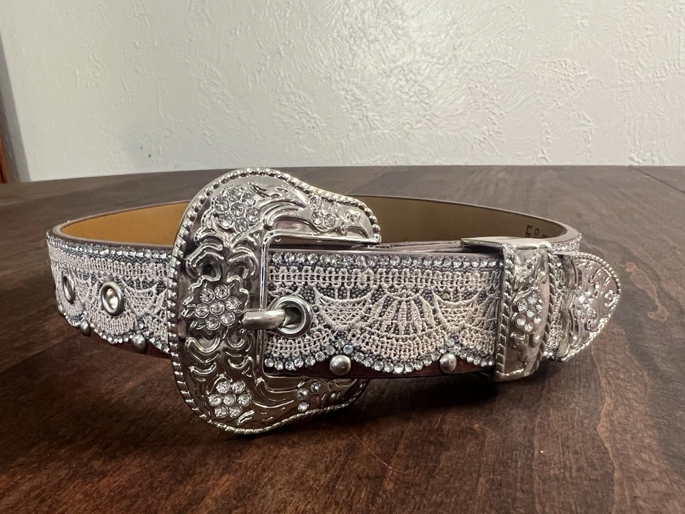 Ремень вестерн из натуральной кожи для девочек блестящий размер маленький - Изображение 1 из 4