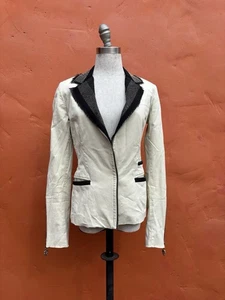 Vintage Y2K Royal Underground Women's Blazer Beaded Black White Cross Zippers - Picture 1 of 9