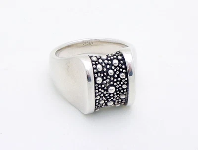 Anillo Michael Dawkins Plata Esterlina Noche Estrellada Acento Caviar Talla 9 Foto 1 de 4