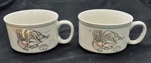 Lot TWO - 12 Ounce Soup Mugs - Otagiri SEASHORE - Sand Dollar Shells - NICE!! - Picture 1 of 7