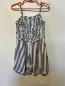 Abercrombie Kids Blue and White Stripe Shorts Jumpsuit Size 5/6 - Picture 1 of 3
