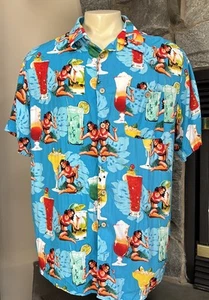 Junction West Herren Hemd XXL Hawaii Hula Girl Blumen Cocktail Getränke Tasche - Bild 1 von 16