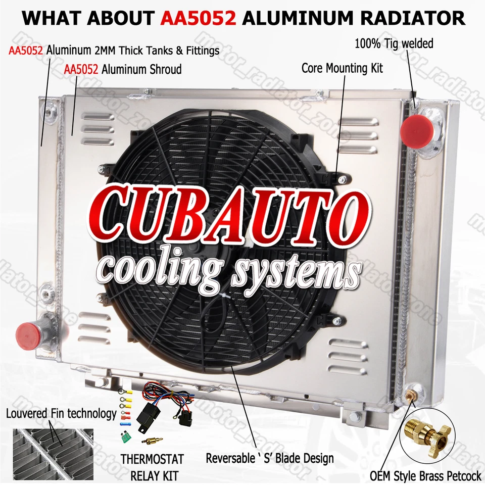 3Row Aluminum Radiator+Shroud Fits 1961-1966 Ford Thunderbird 6.4L 6.6L 7.0L V8 - Image 1 of 4