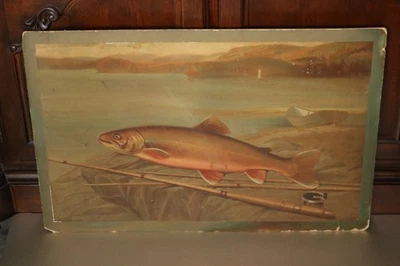 1901 A.D. Turner impresión litográfica Sunapee trucha pez pesca con mosca sackett Wilhelms Foto 1 de 4