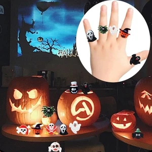 10Pcs Decoration Diy Halloween Ring Ghost Finger Ring All Saints' Day - Picture 1 of 12