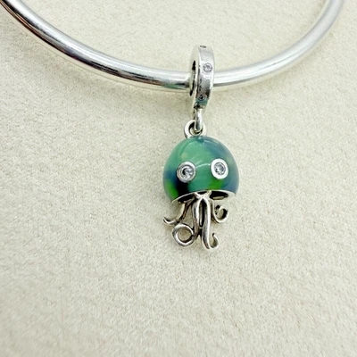 Pandora Color Changing Jellyfish Dangle Charm Sterling Silver Blue Green CZ - Image 1 of 4