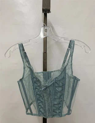 Victoria's Secret Dream Angels Unlined Lace-Up Corset Top Light Teal Size Medium - Image 1 of 4