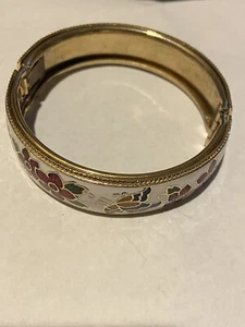 Armband goldfarben Emaille floral/ Schmetterlinge. - Bild 1 von 6