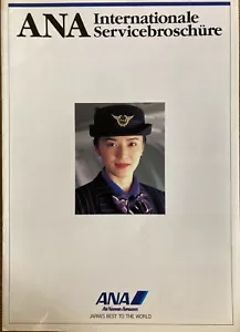 Folleto de servicios de perfil de vías aéreas Ana Nippon década de 1990 B747 azafata - Imagen 1 de 3