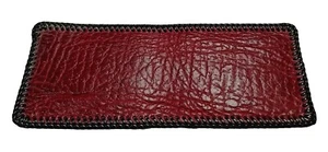 Handmade WALLET Burgundy LEATHER with BLACK Edge LACING Men’s Bi-fold Billfold - Picture 1 of 15