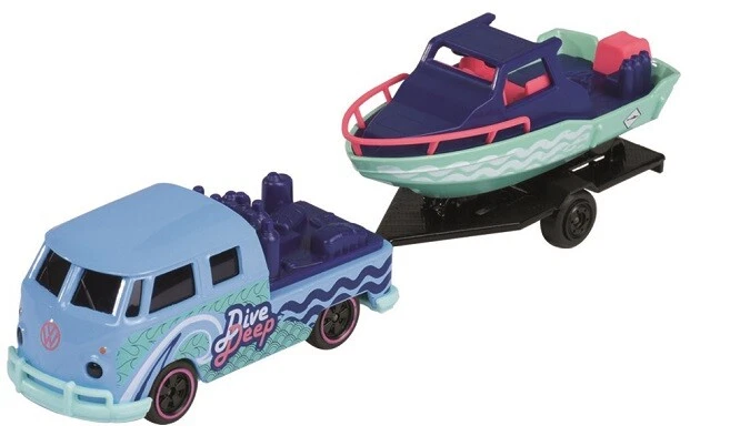 Majorette 212055007 - VW The Originals Trailer, Volkswagen T1 + Bootsanhänger - Bild 1 von 1