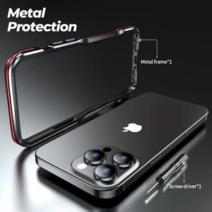 LUPHIE Armor Metal Bumper Case For iPhone 16e 16 15 14 13 12 11 Pro XS Max XR 8+ - Picture 1 of 24