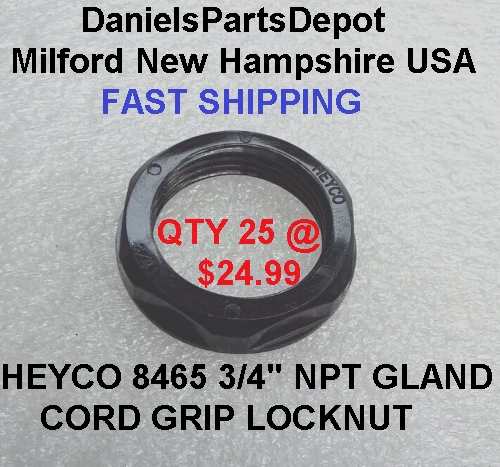 8465 Heyco Lock Nut 3/4 NPT Black
