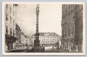 Vista RPPC de la plaza principal de ALT-GRAZ con columna de la Trinidad en 1845 Linz Austria 1928 - Imagen 1 de 2