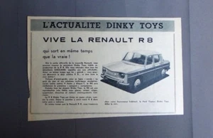 PUB PUBLICITE ANCIENNE ADVERT CLIPPING 061017 / VOITURE DINKY TOYS RENAULT R 8 - Picture 1 of 1
