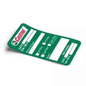 60 x adesivi promemoria servizio cambio olio Castrol per auto camion furgoni - vinile - Foto 1 di 1