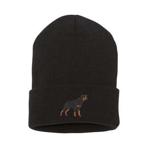 Rottweiler dog embroidered black beanie hat, embroidery winter beanie - Picture 1 of 2